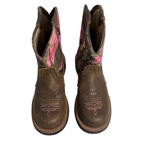ARIAT Fatbaby Mossy Oak Pink Camo Western Roper Short Boots Womens SZ 6.5B - Picture 2 of 8
